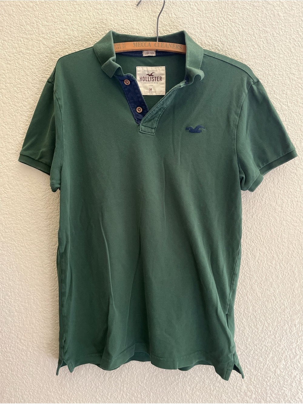 Hollister Stretch Green Polo Shirt Men’s Size Medium
